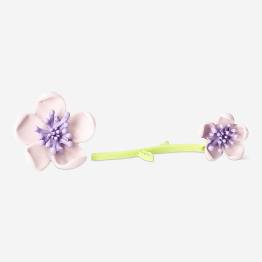 Earring Stud Purple Flower Thru Ear-Stem