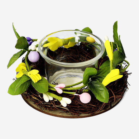 Tealight Holder W Flowers And Leaves