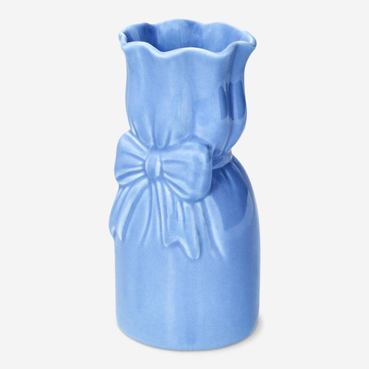 Vase W. Bow Blue