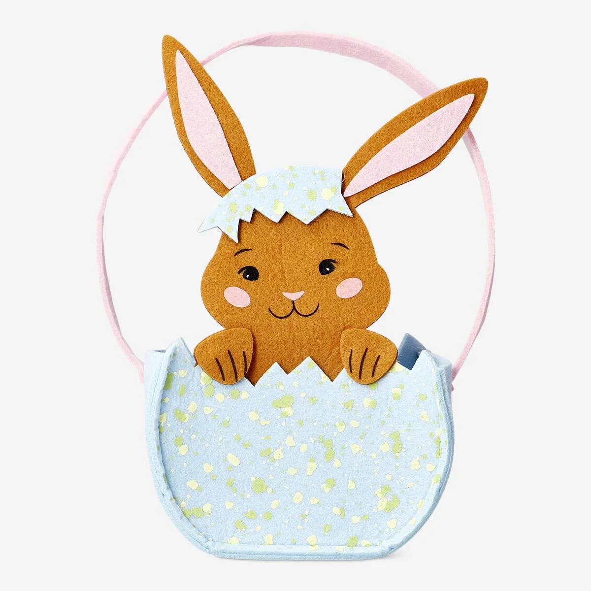 Bag For Egg Hunt In Recycled Felt Rabbit