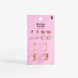 Earrings Gold Multi Set 6 Pc