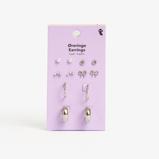Earrings Silver Multi Set 6 Pc