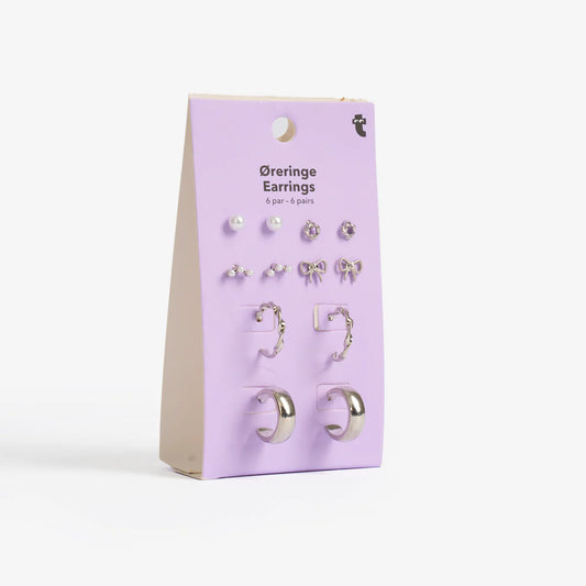 Earrings Silver Multi Set 6 Pc