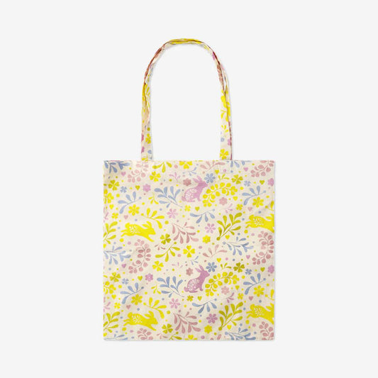 Tote Bag Bunny And Flowers Print