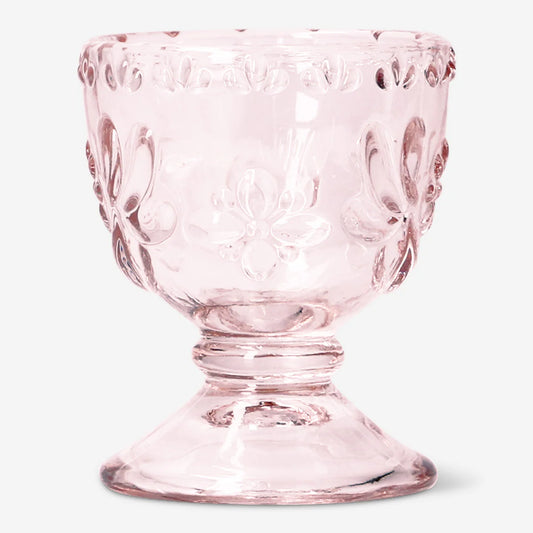 Egg Holder Glass Embossed Flowers