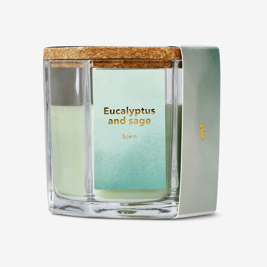 Candle Scent In Glass W. Cork Lid Eucaly