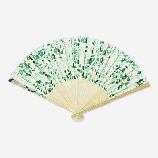 Fan Bamboo Fold Recycl Polyester Gr Flwr