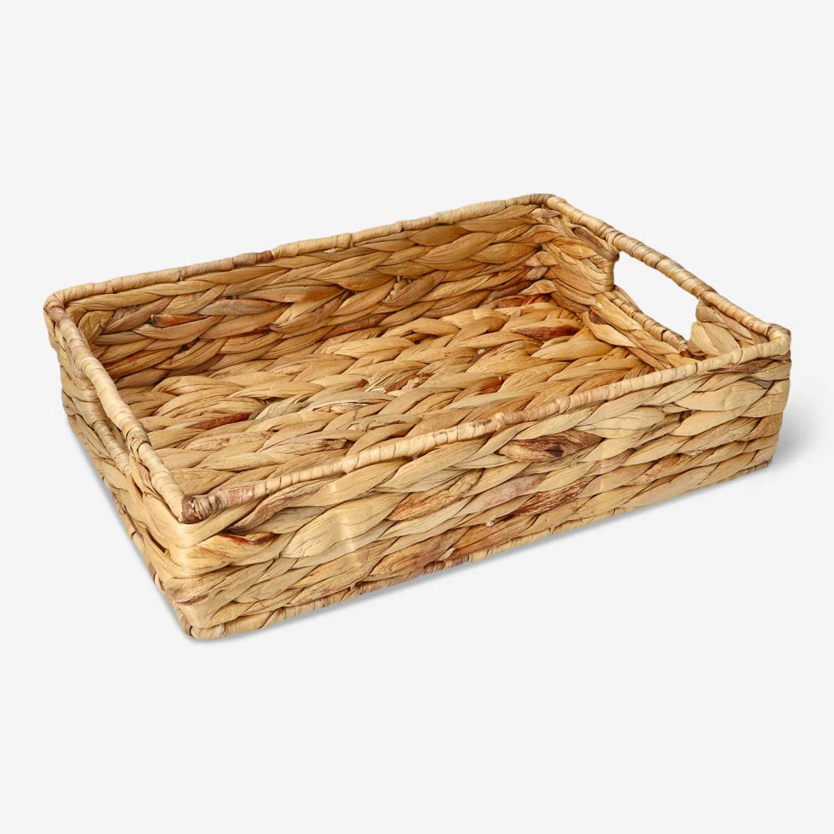 Tray W Handles Water Hyacinth 33.5X24.5X8Cm