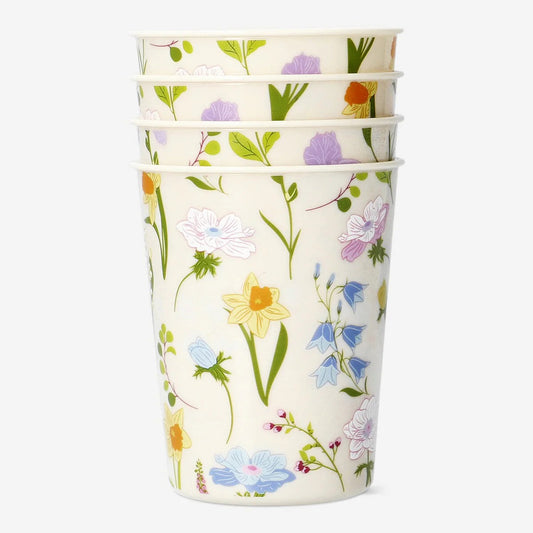 Cup Pp Floral Spring Print 4 Pcs