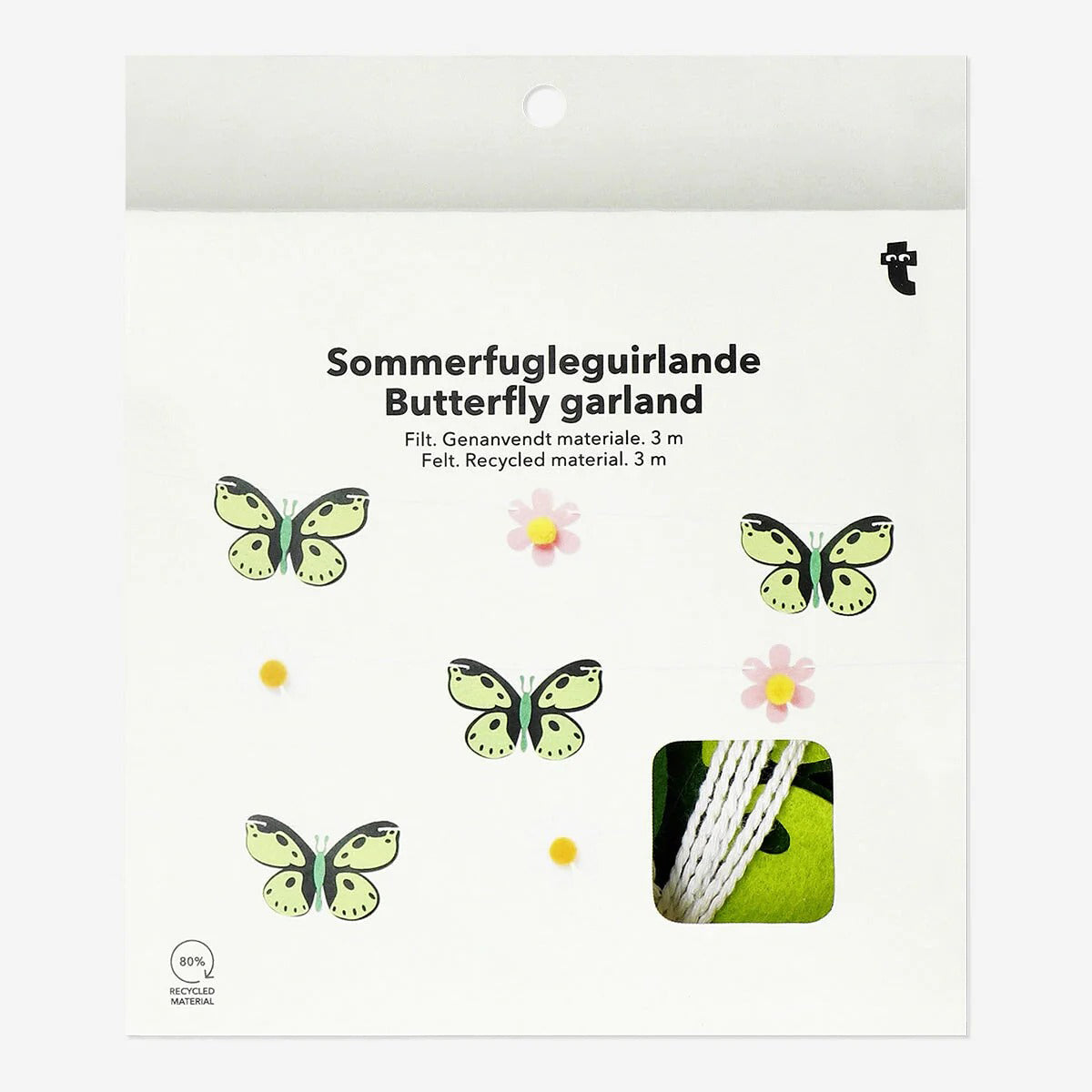 Garland Felt Small Flowers And Butterfly 3 M