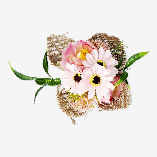 Artificial Flowers Recycled Pe In Jute Pink