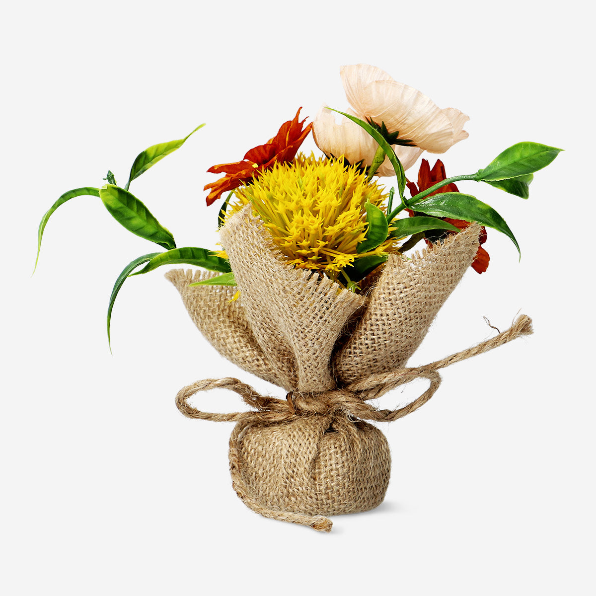 Artificial Flowers Recycled Pe In Jute Yellow