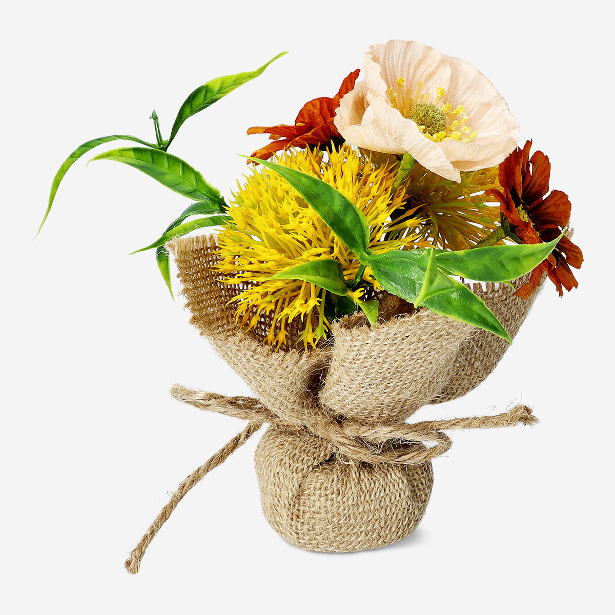 Artificial Flowers Recycled Pe In Jute Yellow