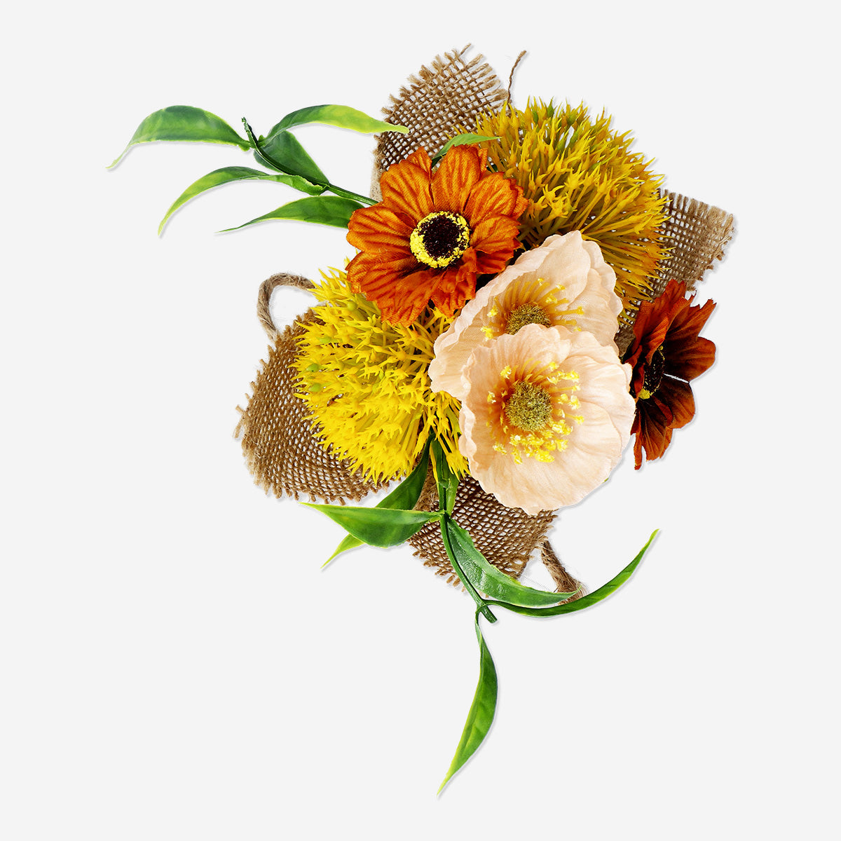 Artificial Flowers Recycled Pe In Jute Yellow