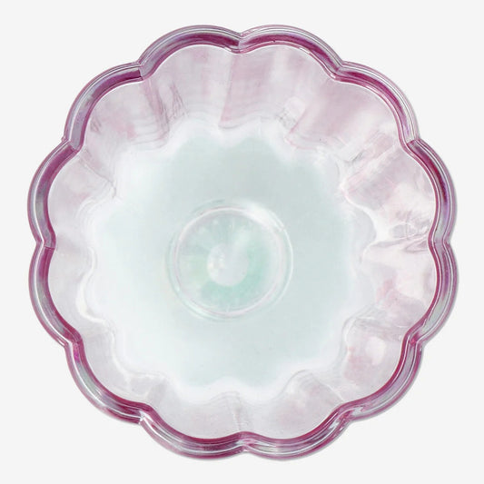 Wine Glass Flower Shape Sparyed Glass Green And Pink