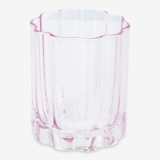 Drinking Glass In Sprayed Glass Flower Shape Pink