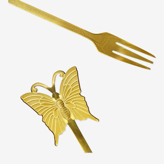 Fork 2 Pcs Set Butterfly Shape Gold