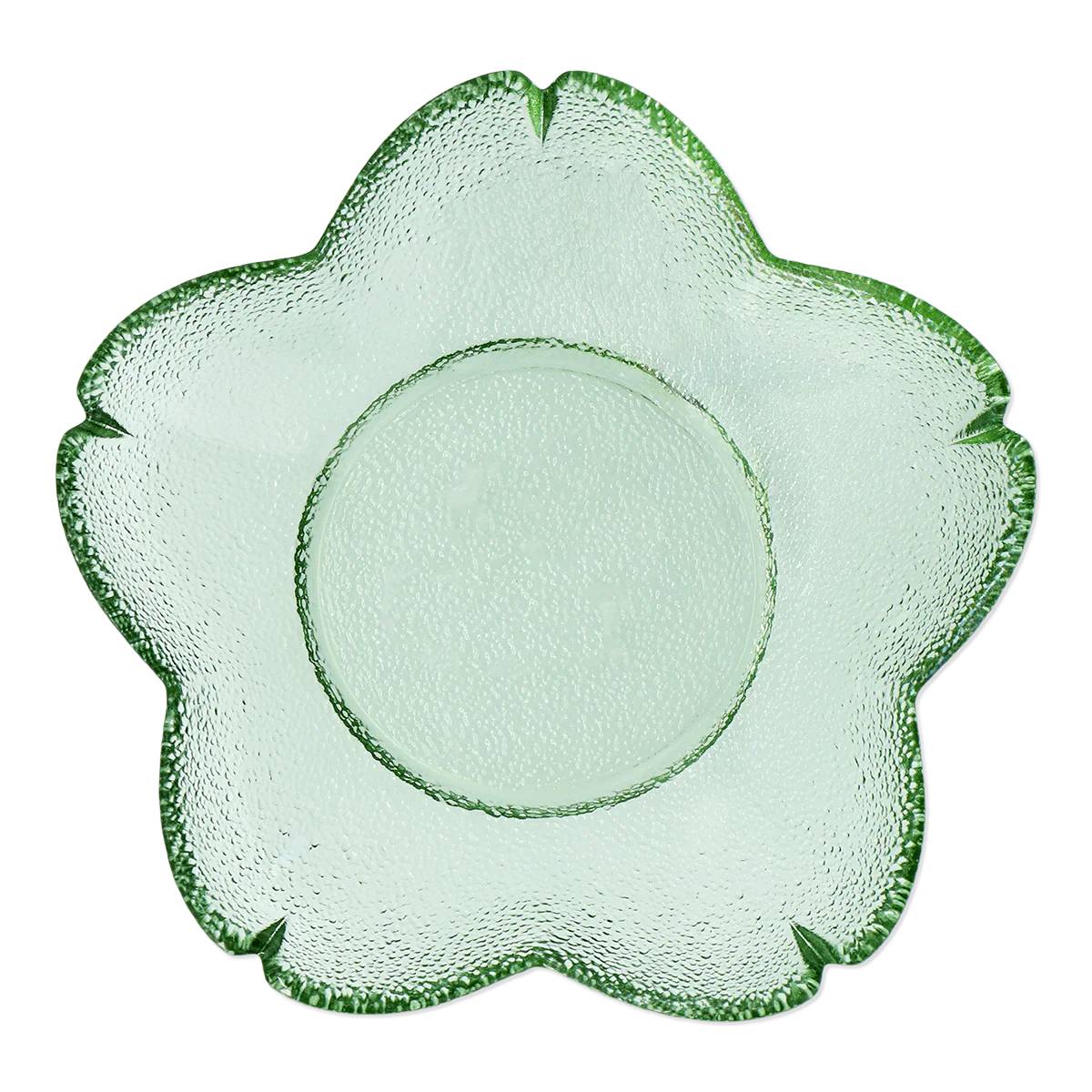 Plate Flower Shape Colored Glass Green