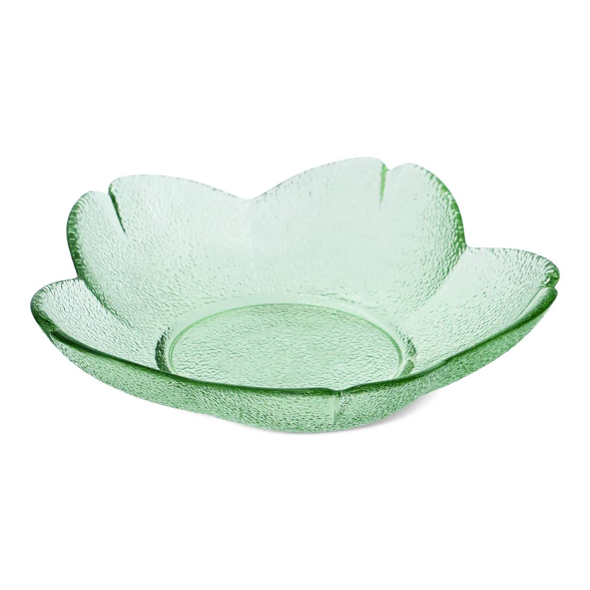 Plate Flower Shape Colored Glass Green