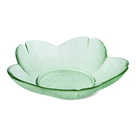 Plate Flower Shape Colored Glass Green