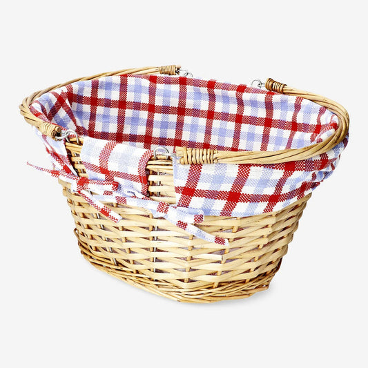 Basket Picnic Weaved W Check Fabric 2 Ha