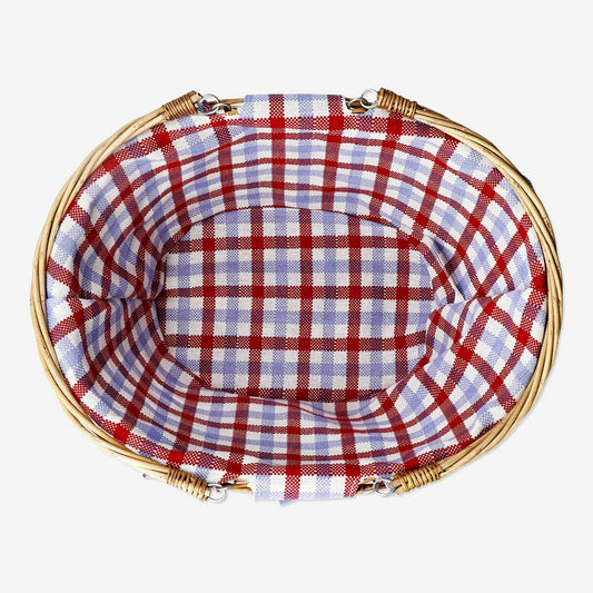 Basket Picnic Weaved W Check Fabric 2 Ha