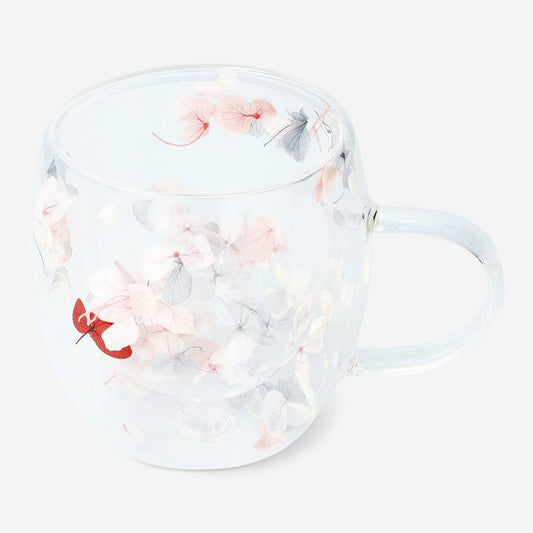 Mug Glass Double Wall W Handle W Dried Flowers Inside Opt2