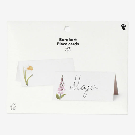 Place Card Spring Flowers 6 Pcs