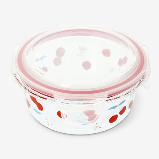 Container Glass Round Shape W Lid Print