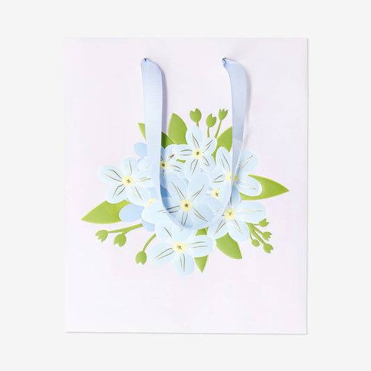 Gift Bag Paper Embossed Floral Print 19X