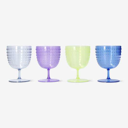 Wine Cups Plastic With Dotted Effect 4Pc