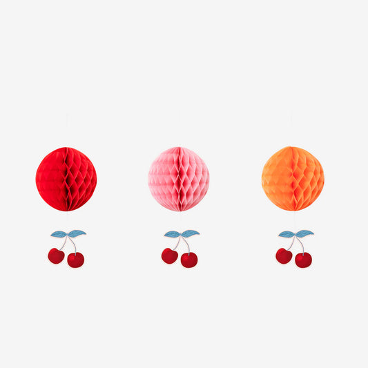 Hanging Deco Paper With Cherry 3Pcs