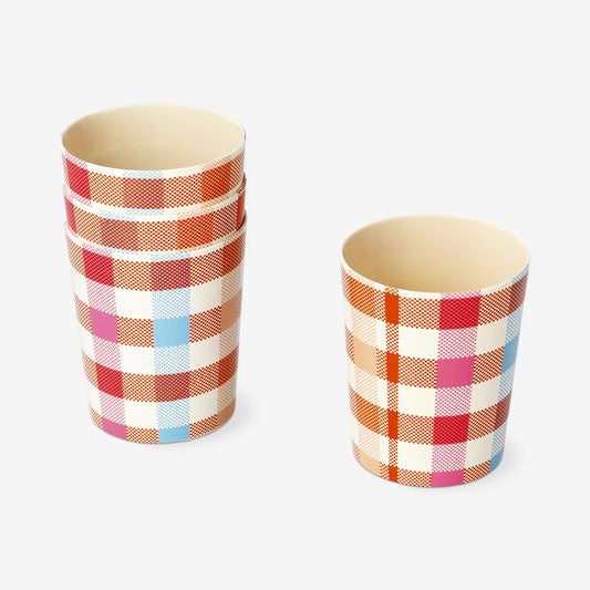 Cup Pp Picnic Scallop Edges Check 4Pc