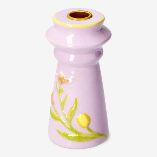 Candle Holder Ceramic H: 15Cm Embossed F