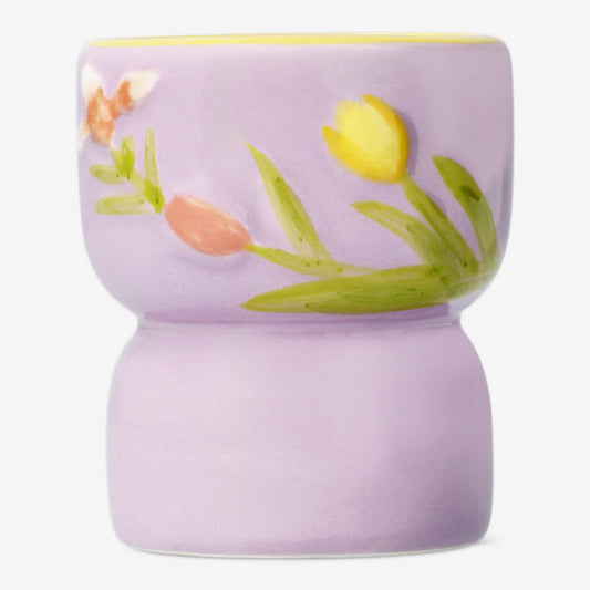 Tealight Holder Ceramic H: 7Cm Embossed