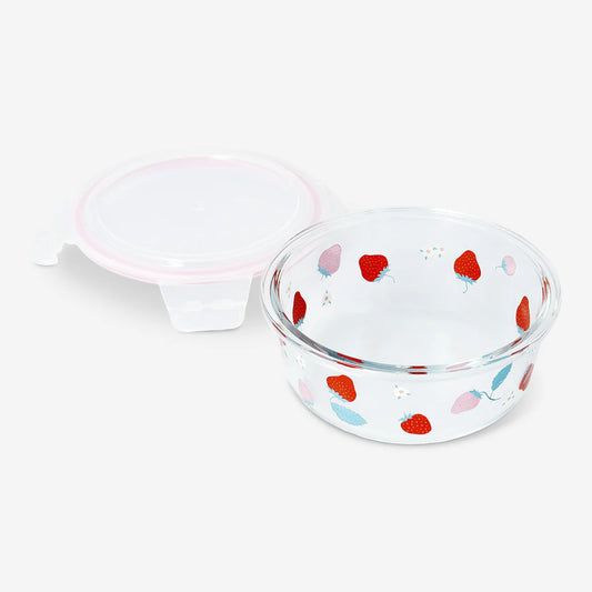 Container Glass Round Shape W Lid Print