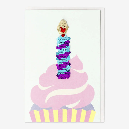 Card W Envelope Candle W Sequins (In)