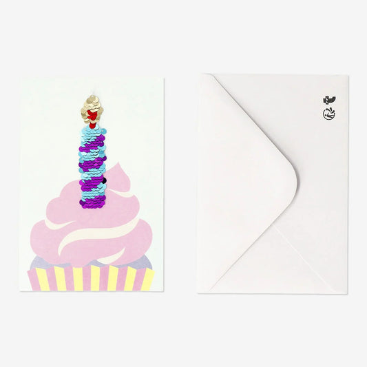 Card W Envelope Candle W Sequins (In)