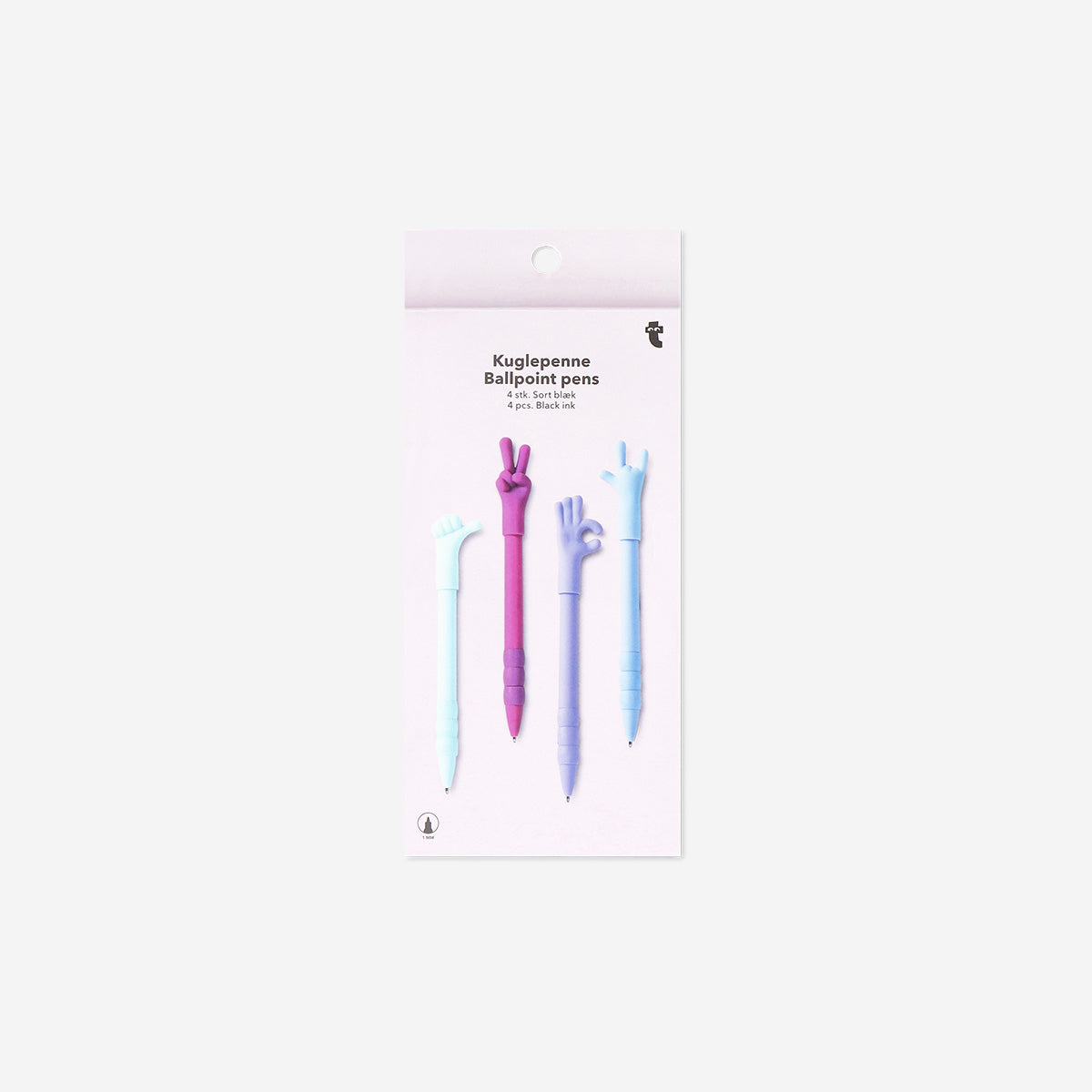 Pens Ballpoint W. Hand Signs 4 Pcs