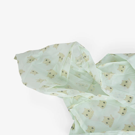 Raincoat W. Aop Cat Pouch Green Kids