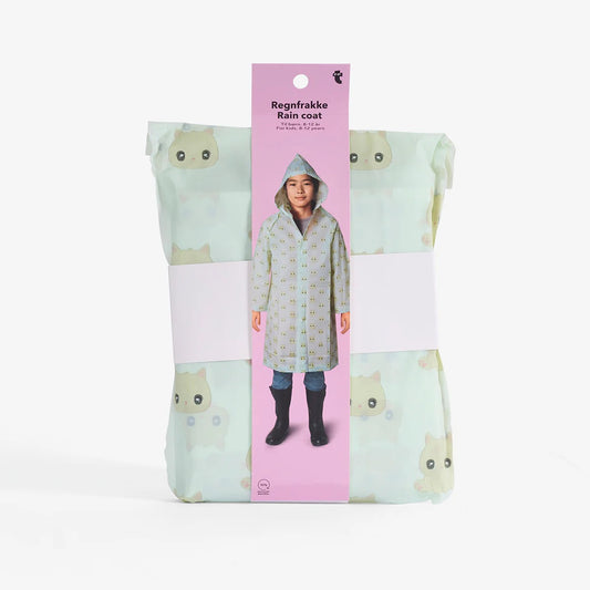 Raincoat W. Aop Cat And Pouch Green Kids