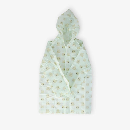 Raincoat W. Aop Cat And Pouch Green Kids