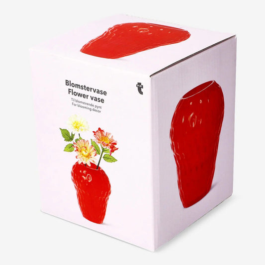 Vase Strawberry Glass Red