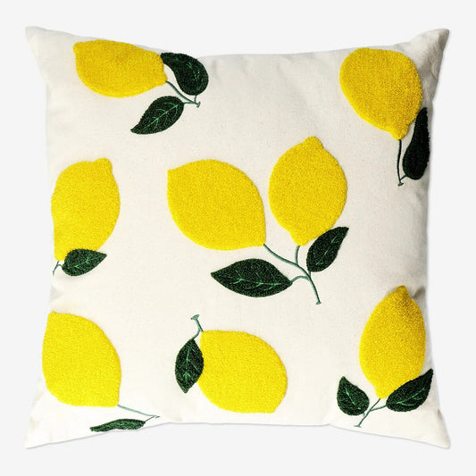 Cushion 45X45 Cm Lemon Embroidery Recycl