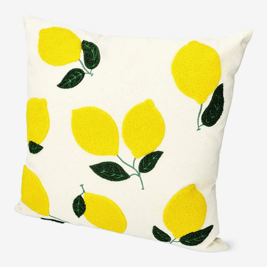 Cushion 45X45 Cm Lemon Embroidery Recycl