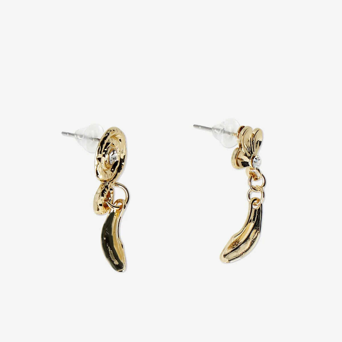 Earrings Golden Hammered Sea Look