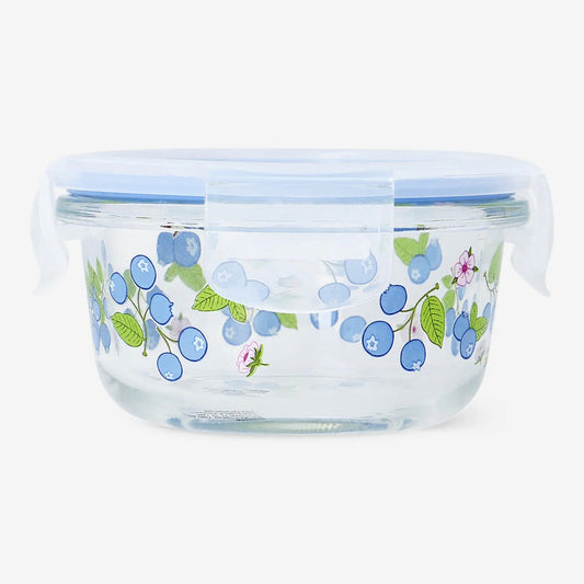 Container Glass Round Shape W Lid Bluebe