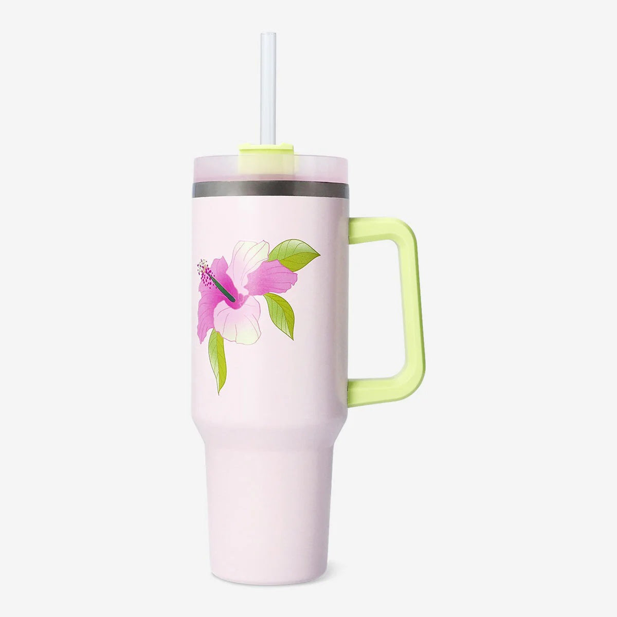 Tumbler With Handle Large Ss Tropical Fl
