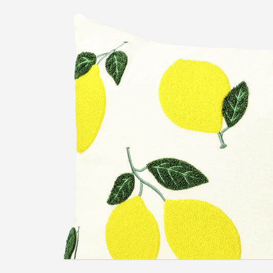 Cushion 45X45 Cm Lemon Embroidery Cotton