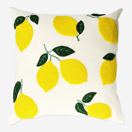 Cushion 45X45 Cm Lemon Embroidery Cotton